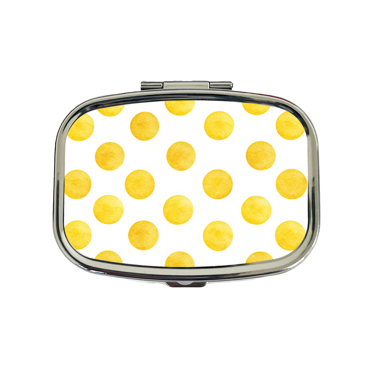 Yellow Polka Dots White Background Travel Pill Box Case