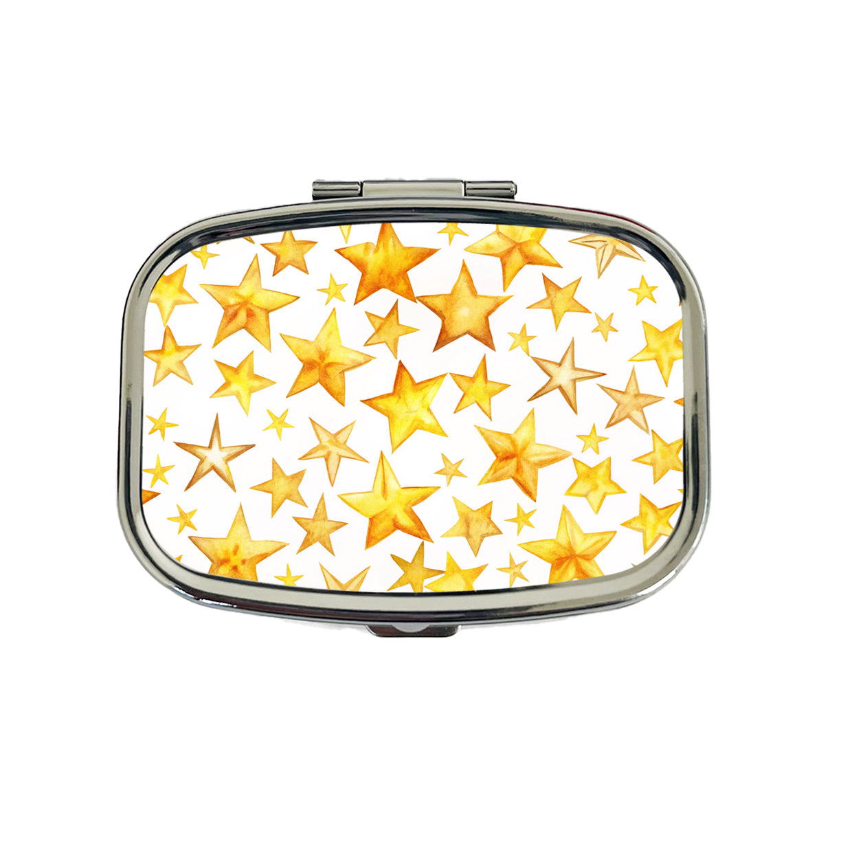 Yellow Stars Watercolor Travel Pill Box Case
