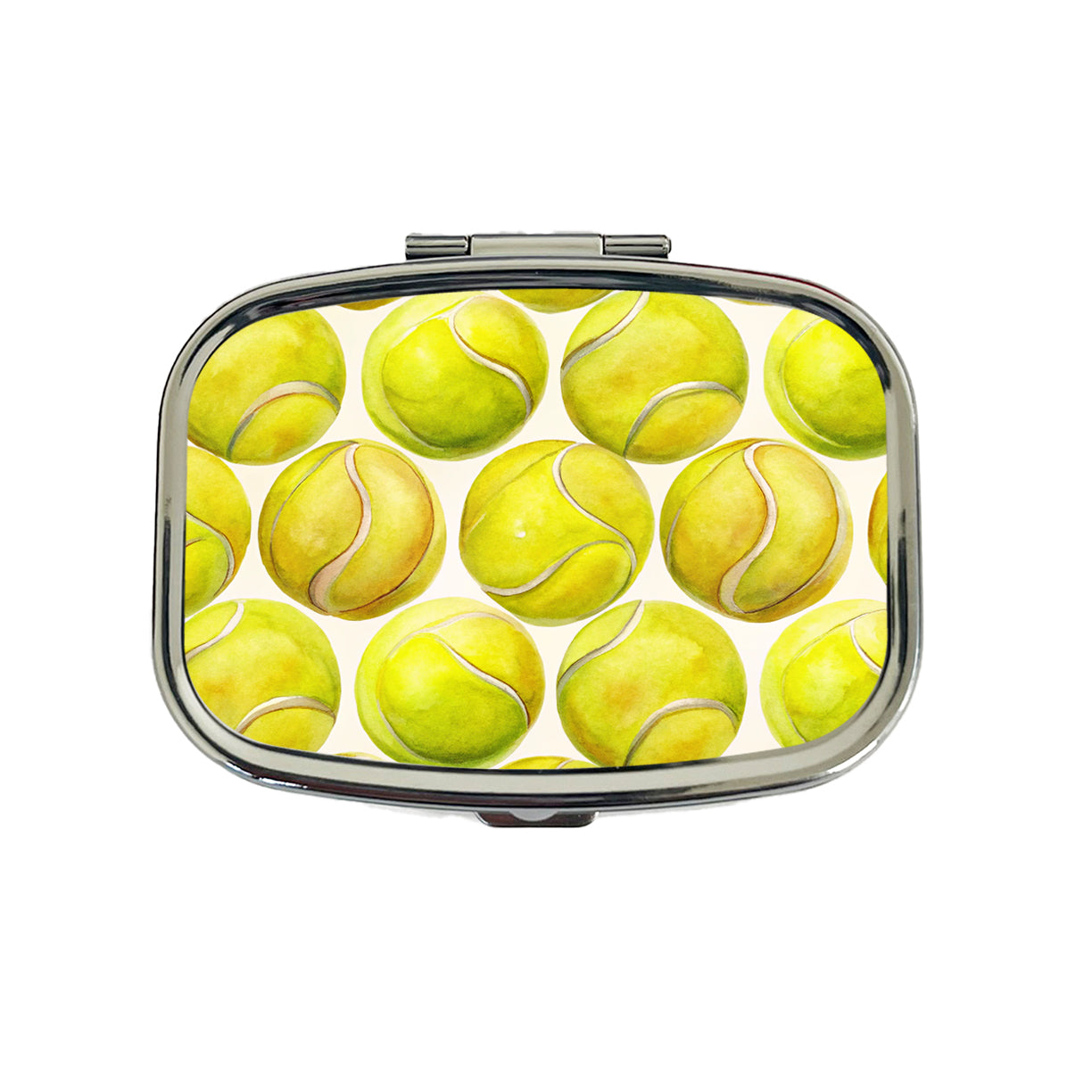 Yellow Tennis Balls Watercolor Travel Pill Box Case