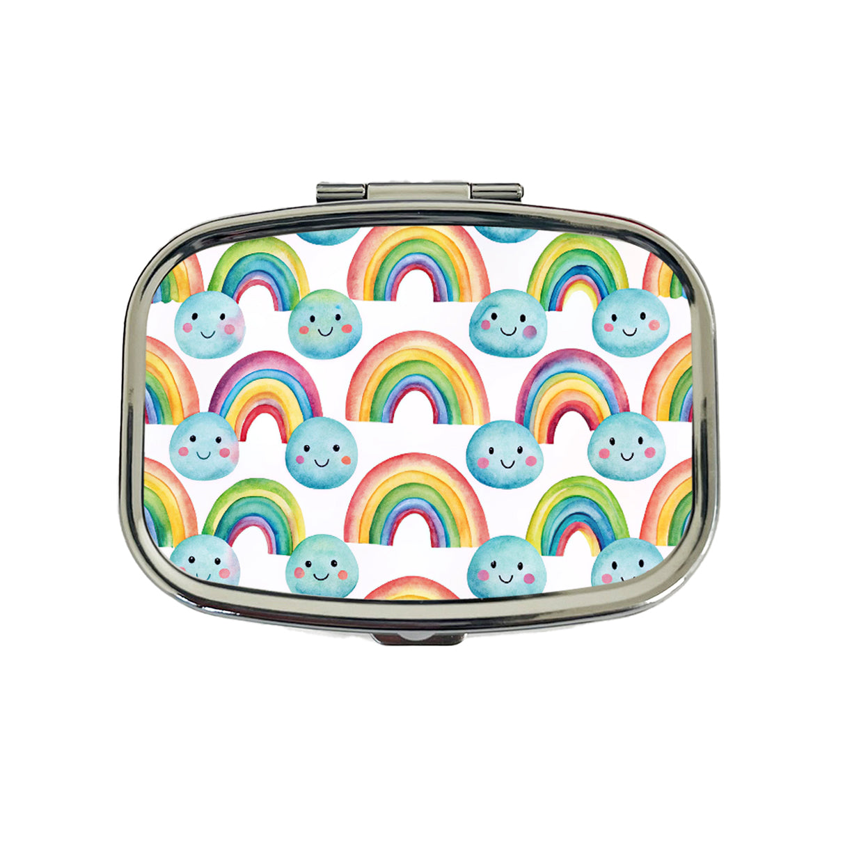 Adorable Smiling Rainbows Clouds Travel Pill Box Case