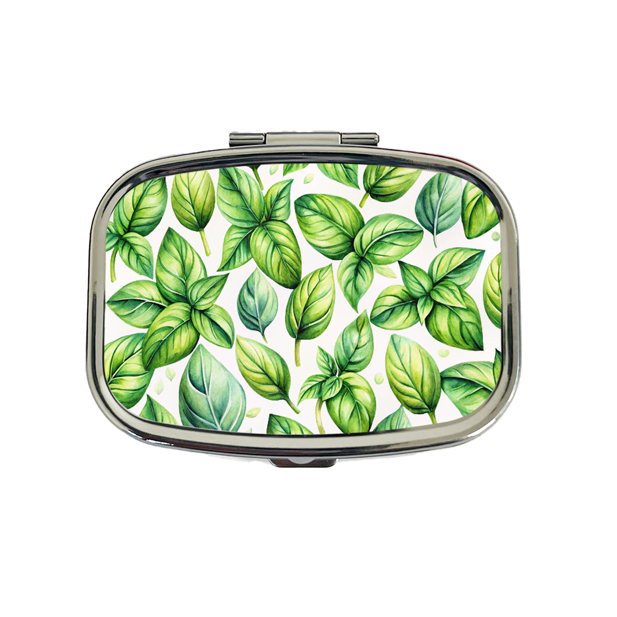 Basil Herbs Watercolor Travel Pill Box Case