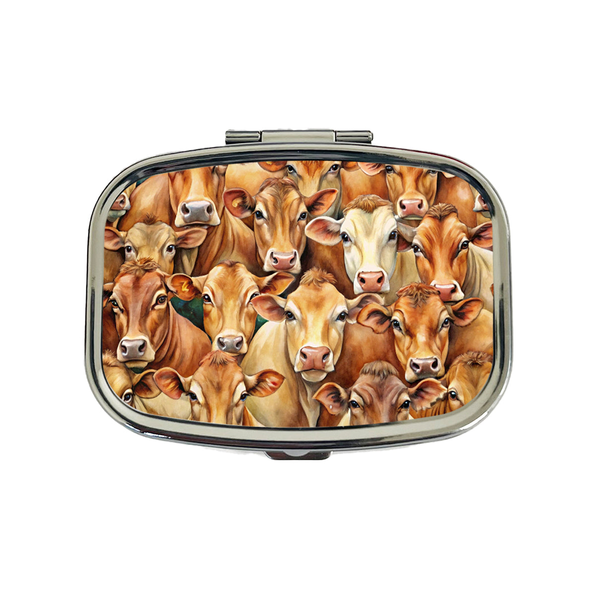 Bunch Of Brown Cow Faces Travel Pill Box Case