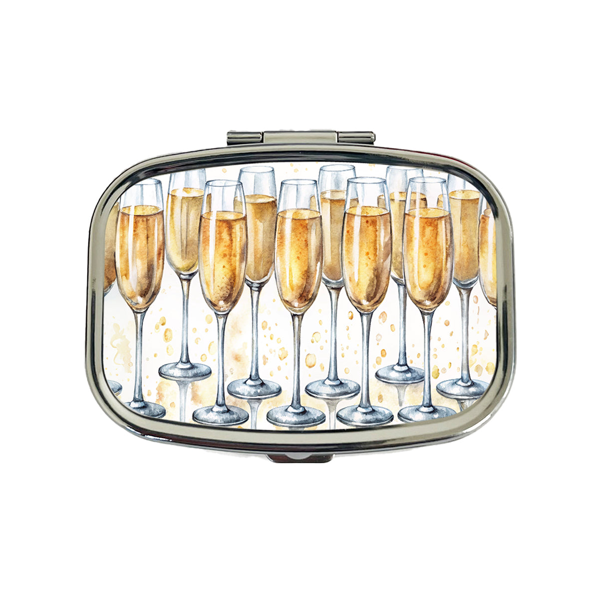 Champagne Glasses Travel Pill Box Case