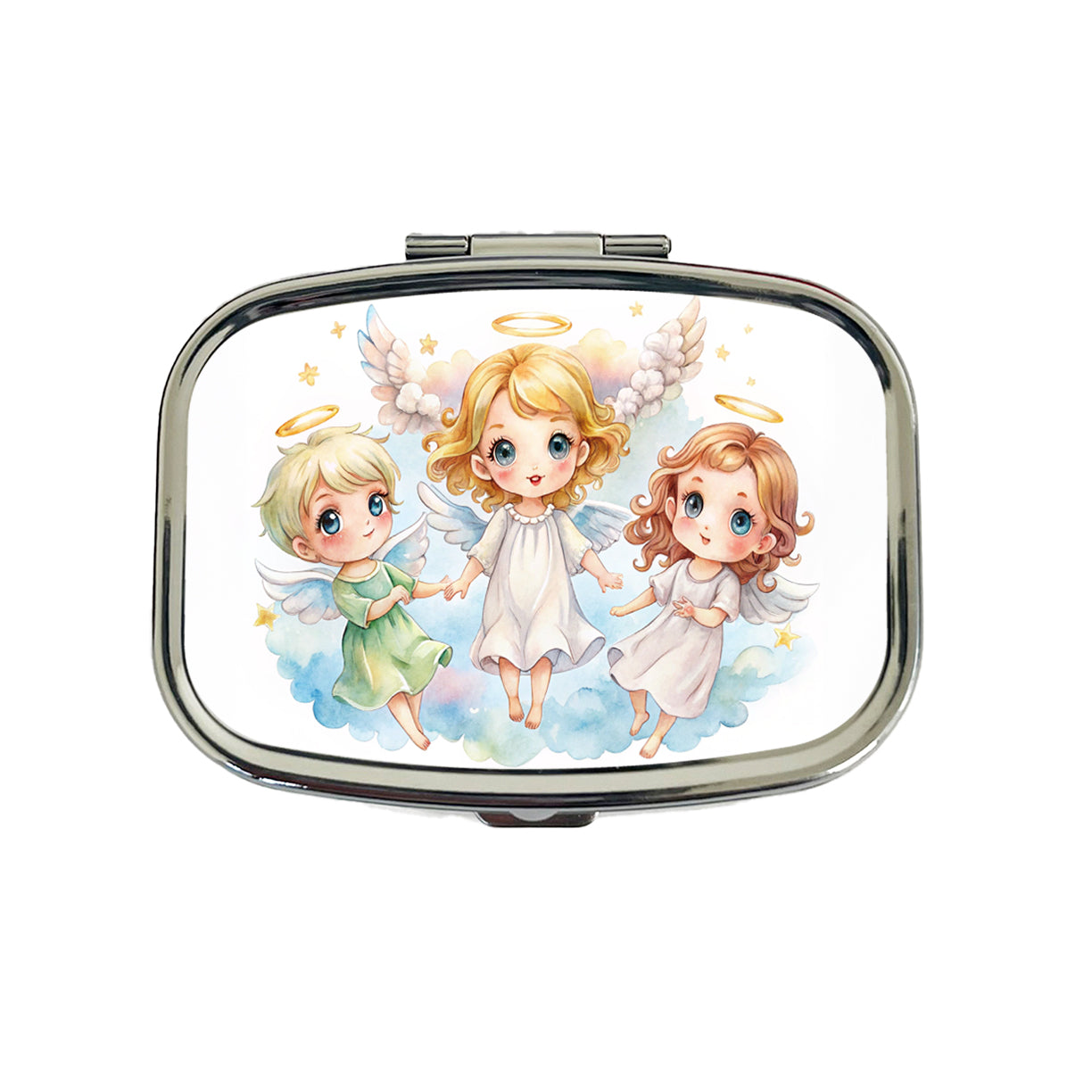 Cute Angels Watercolor Travel Pill Box Case