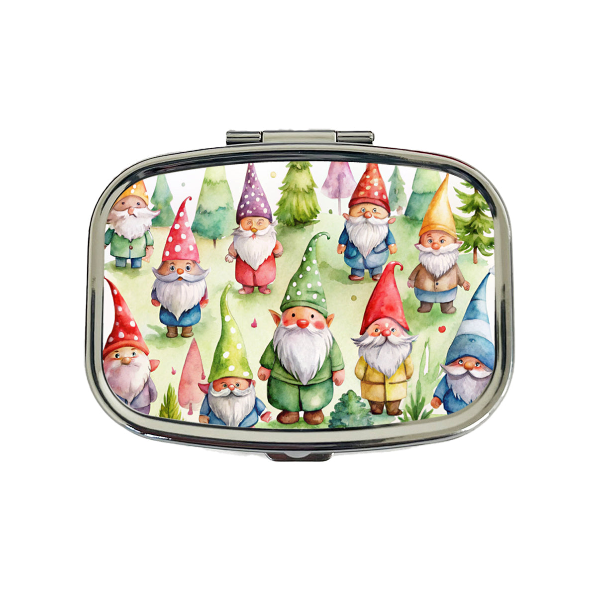 Lots Of Gnomes Watercolor Travel Pill Box Case