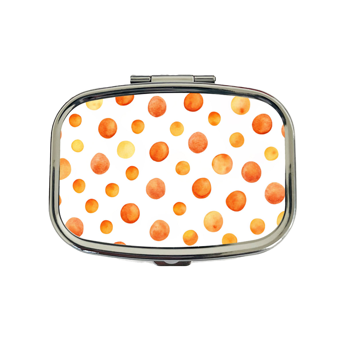 Orange Polka Dots Fun White Background Travel Pill Box Case