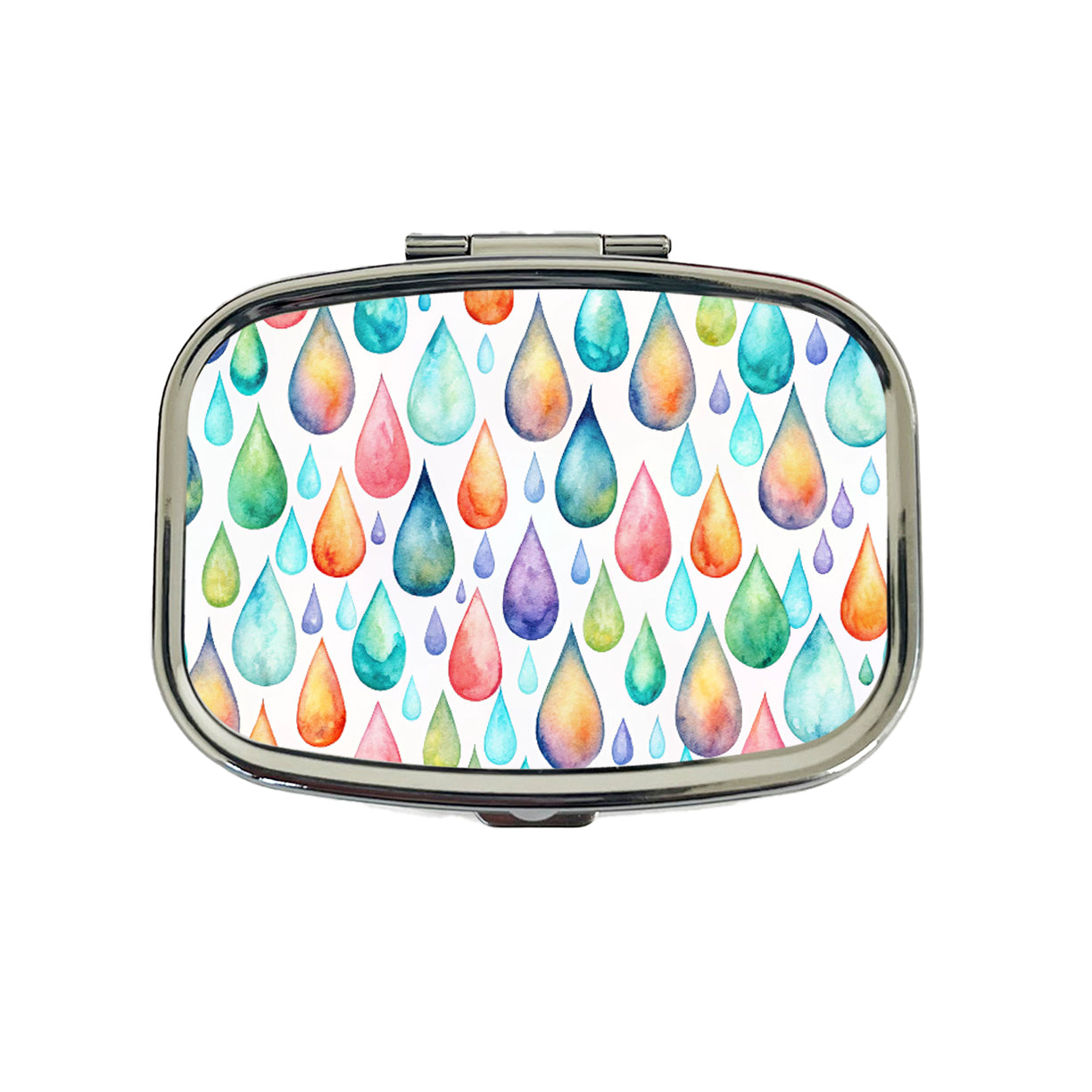 Water Droplets Colorful Watercolor Travel Pill Box Case
