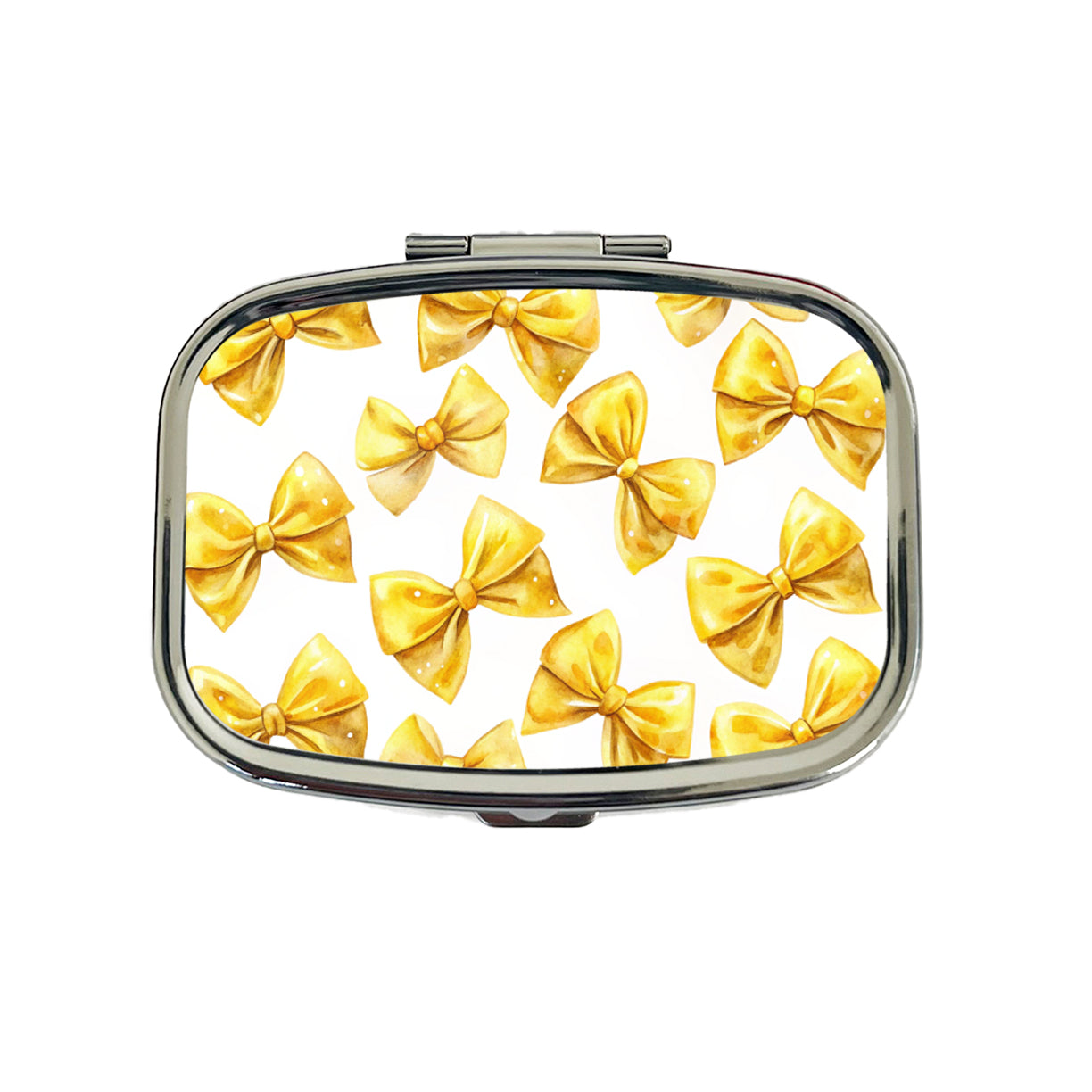 Yellow Coquette Bows Watercolor Travel Pill Box Case