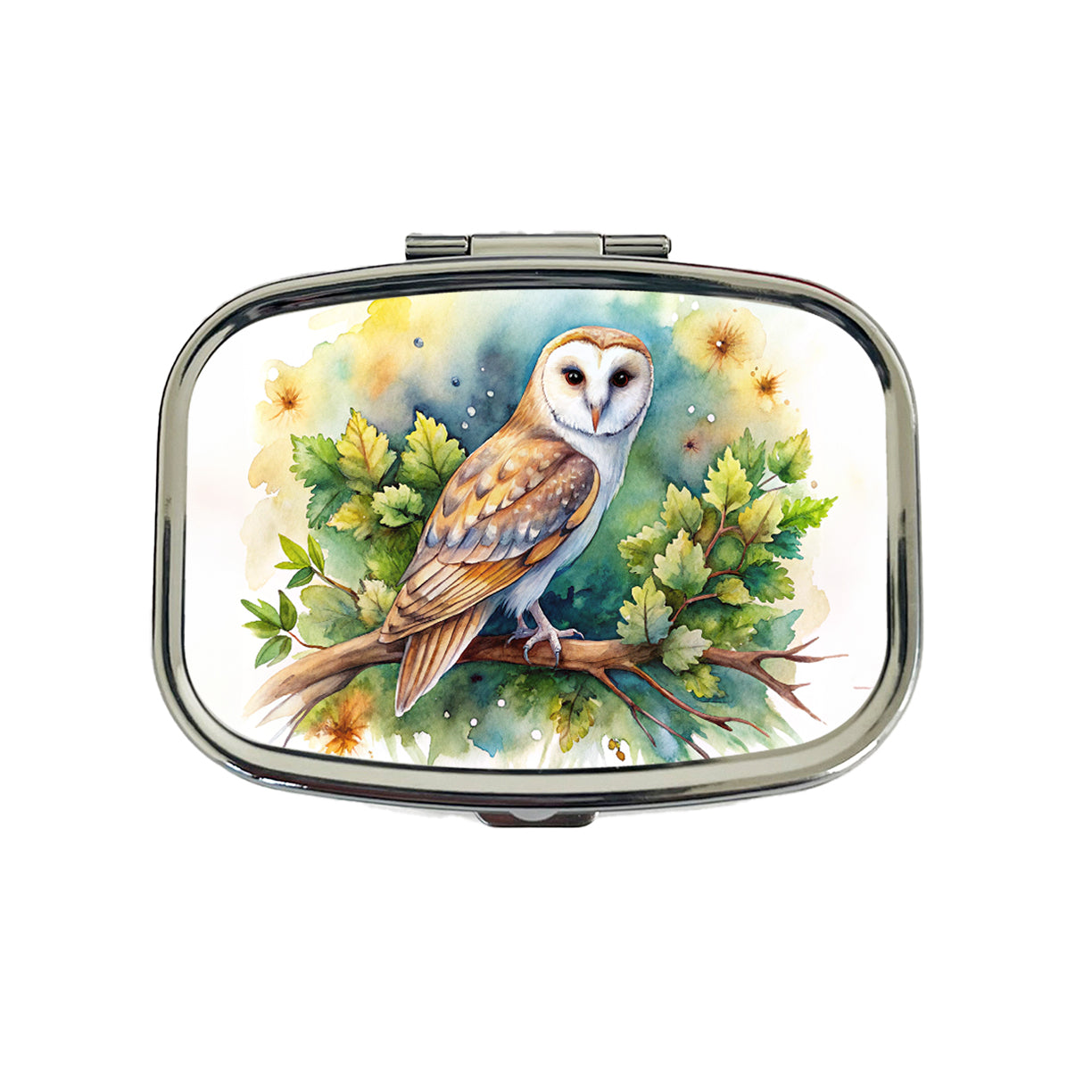 Barn Owl In Tree Watercolor Travel Pill Box Case