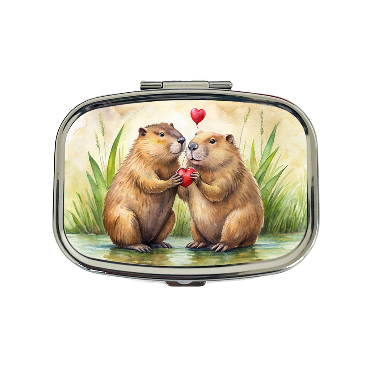 Beavers In Love Water Valentine's Day Travel Pill Box Case