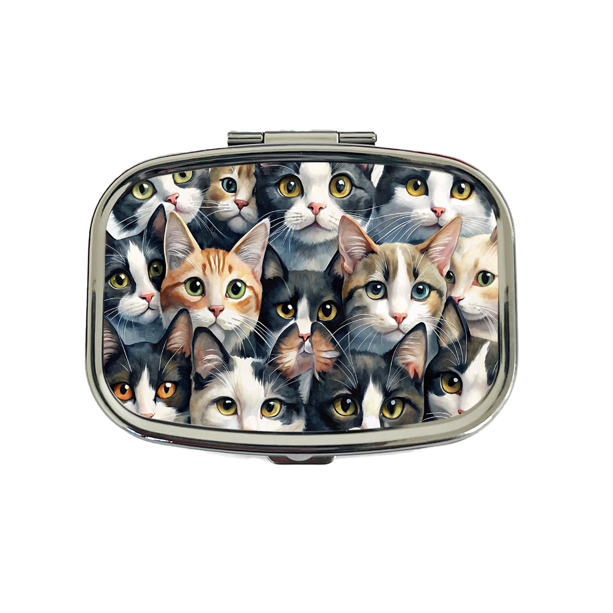 Cartoon Black And White Cats Travel Pill Box Case