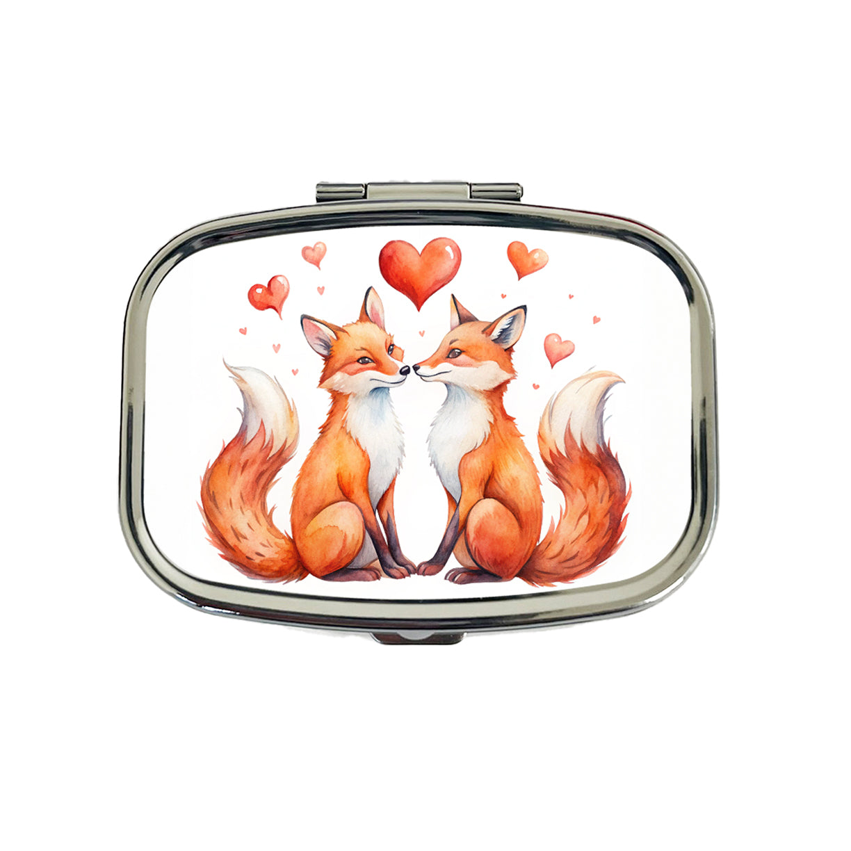 Foxes In Love With Hearts Valentine's Day Travel Pill Box Case