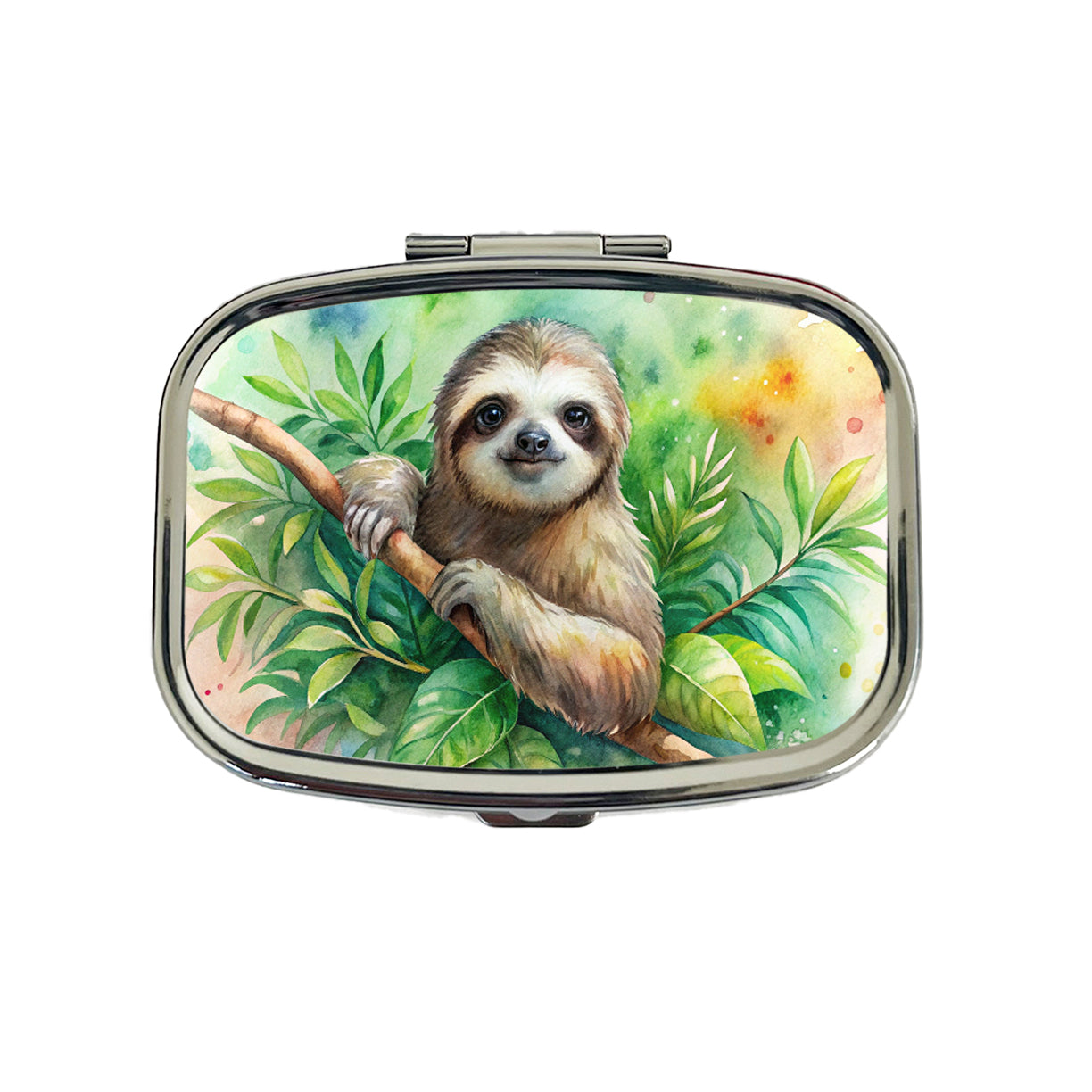 Sloth In A Tree Watercolor Travel Pill Box Case