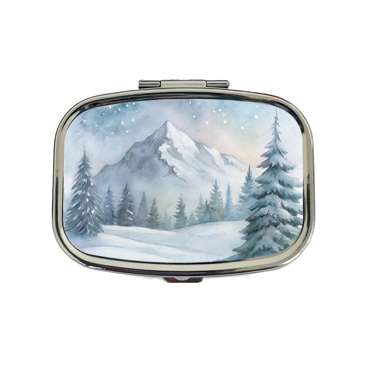Snowy Wilderness Watercolor Travel Pill Box Case