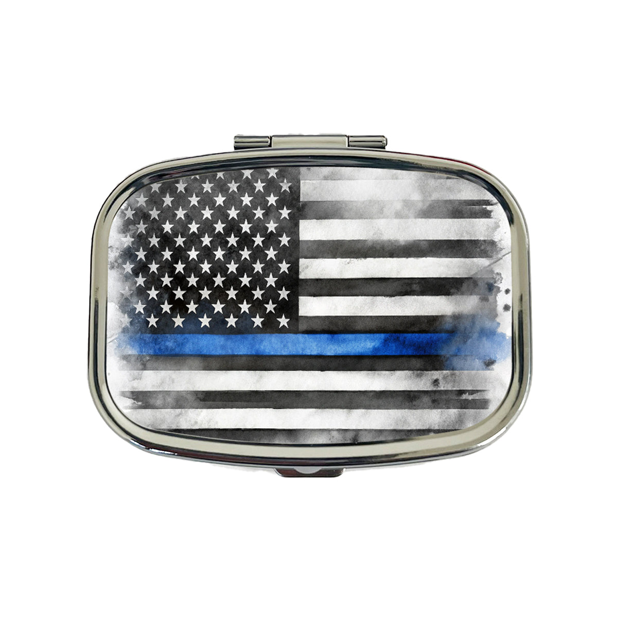 Thin Blue Line Black And White American Flag Support Policemen Police Travel Pill Box Case