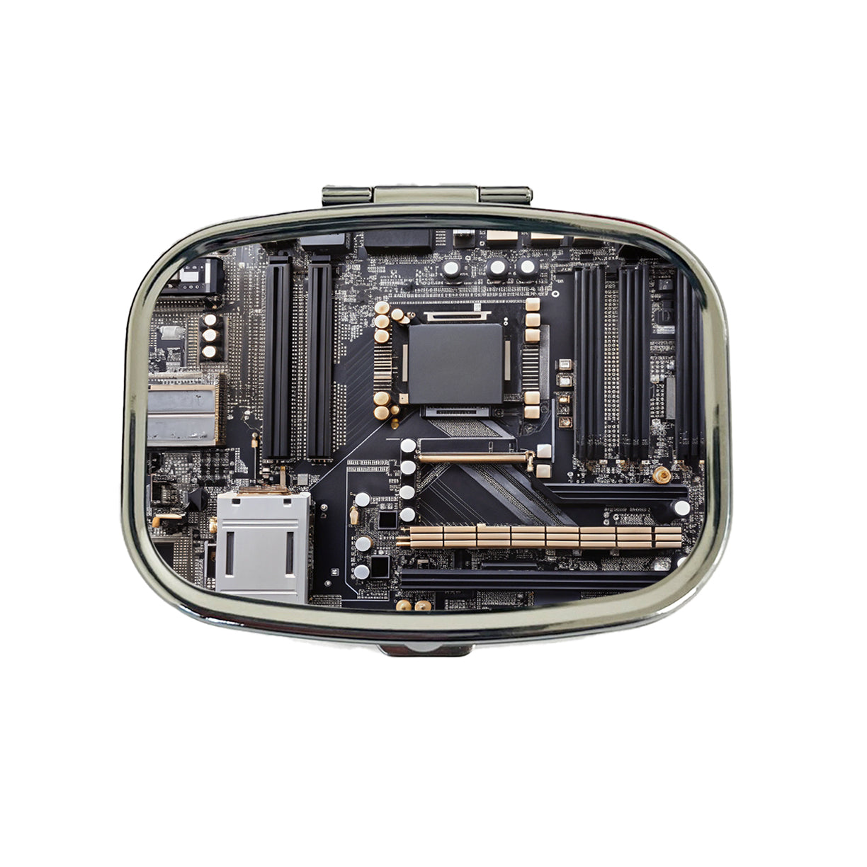 Black Gaming Computer Motherboard Travel Pill Box Case