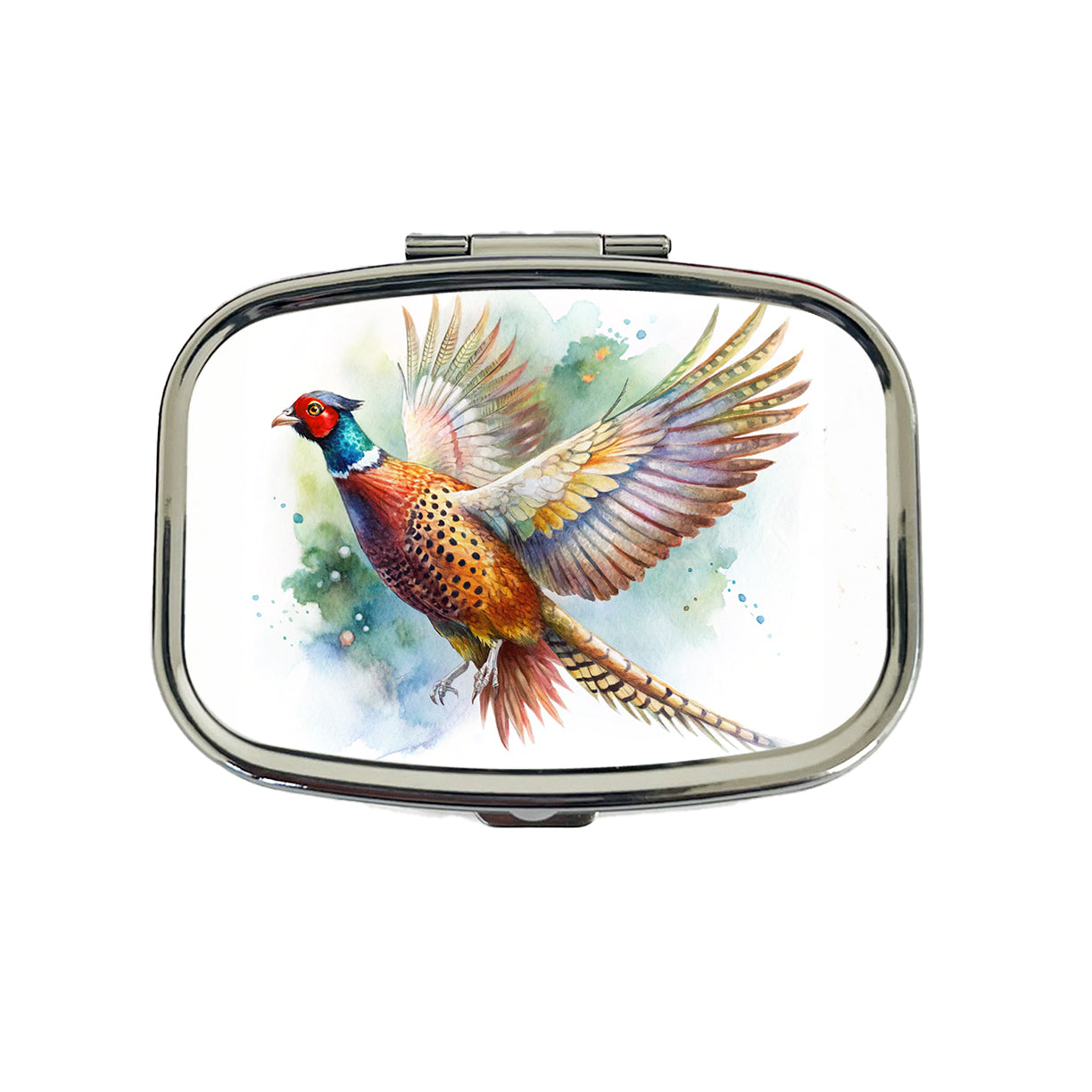 Pheasant In Flight Watercolor Travel Pill Box Case