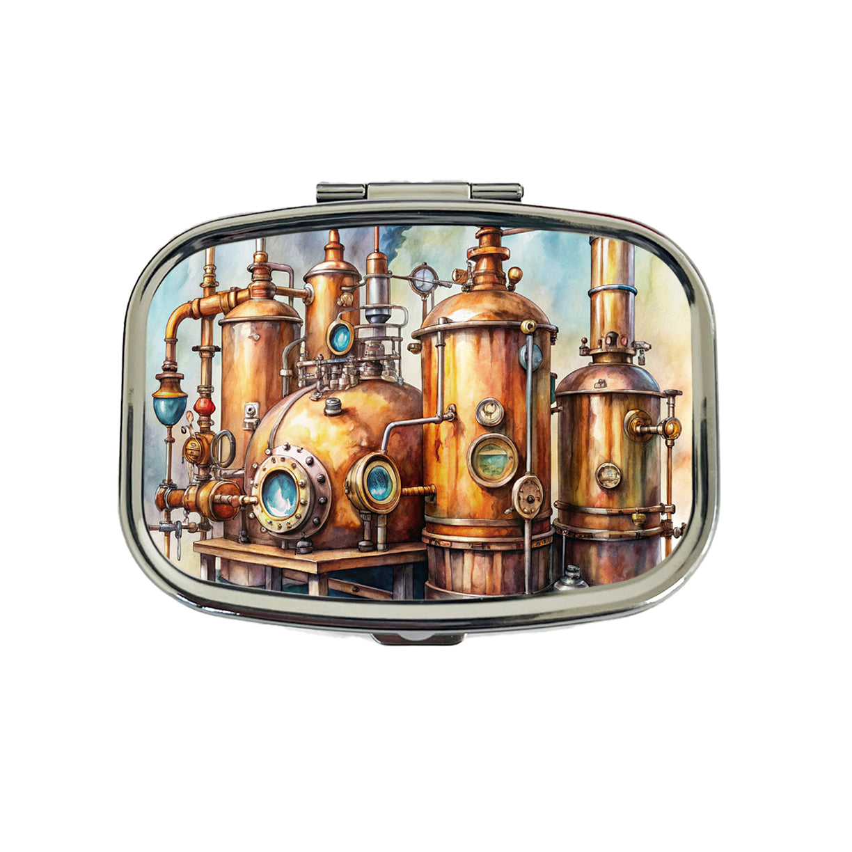 Steampunk Beer Alcohol Still Pipes And Gauges Travel Pill Box Case