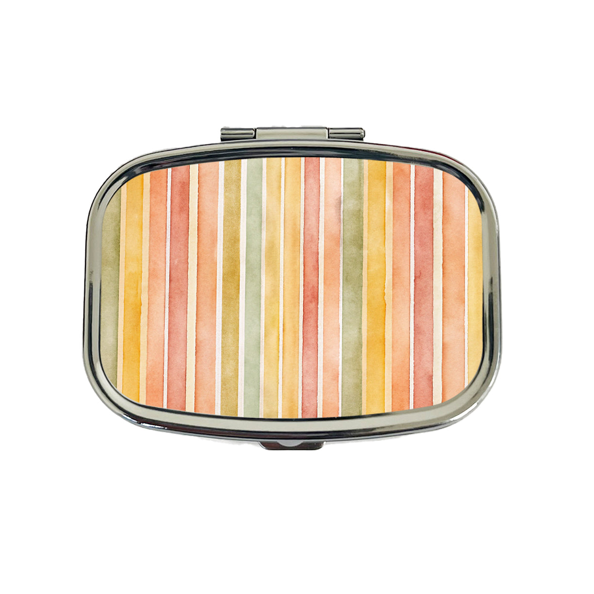 Striped Tonal 70s Wallpaper Travel Pill Box Case