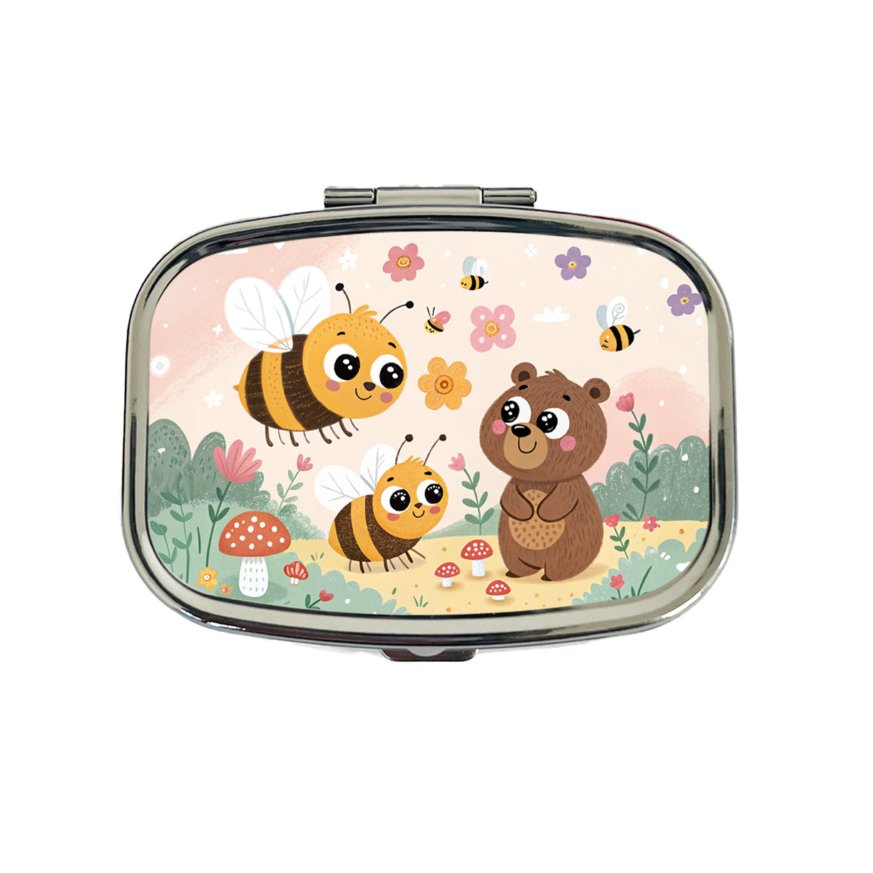 Kawaii Bumble Bees Bear Travel Pill Box Case