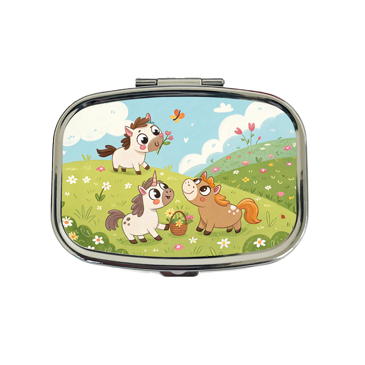 Kawaii Horses Playing Travel Pill Box Case