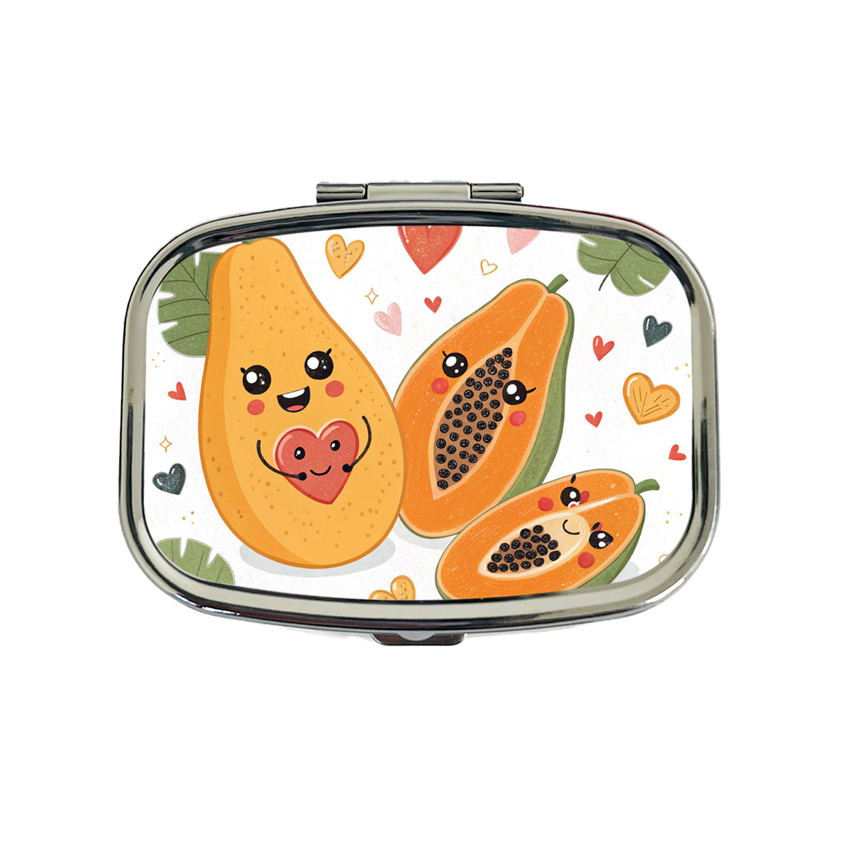 Kawaii Papayas And Hearts Travel Pill Box Case