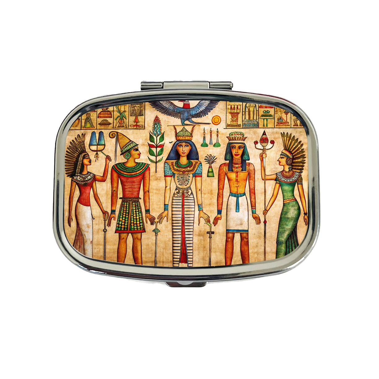 Ancient Egyptian Hieroglyphics Pharaohs Gods Travel Pill Box Case