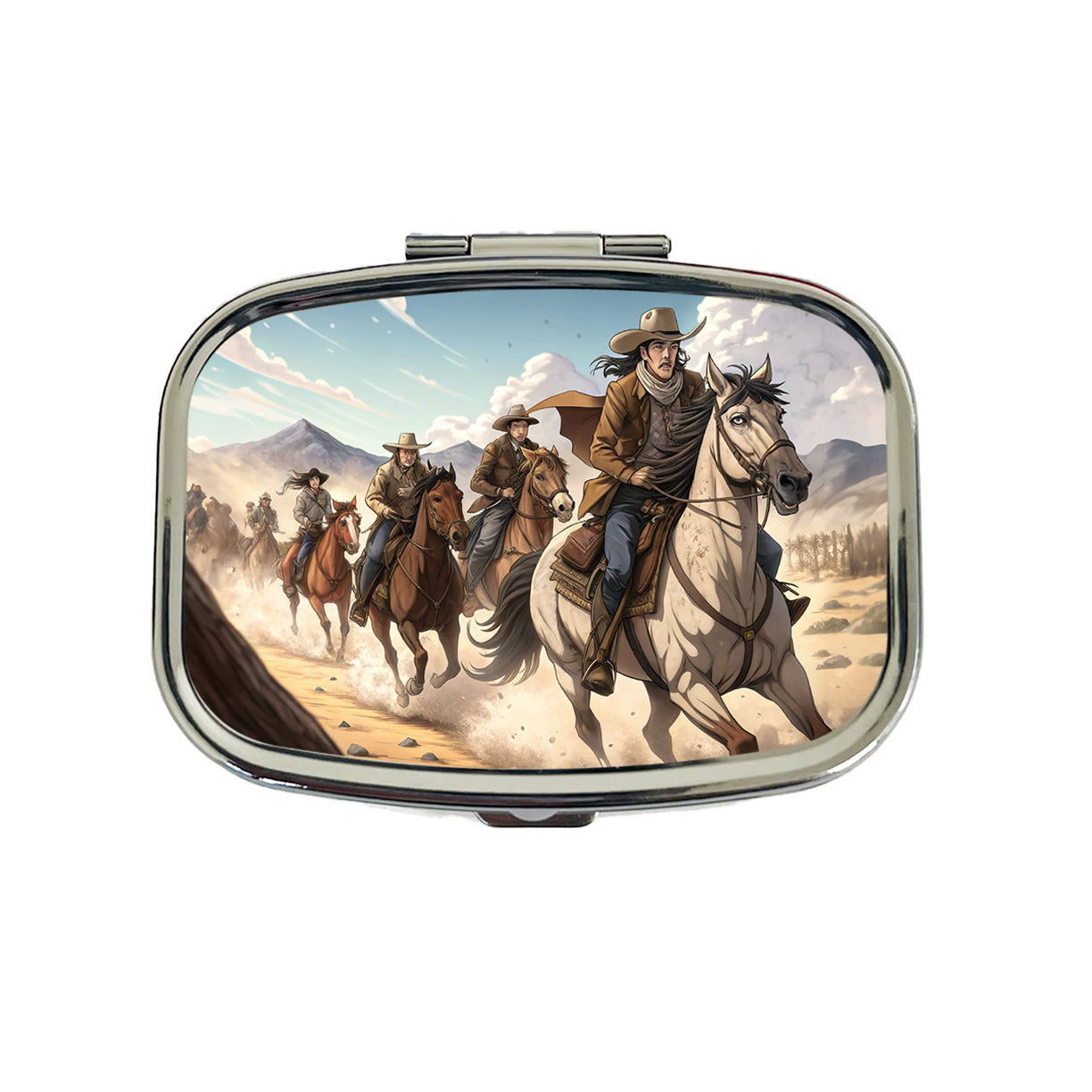 Bandits Riding Hard Old West Cowboys Western Travel Pill Box Case
