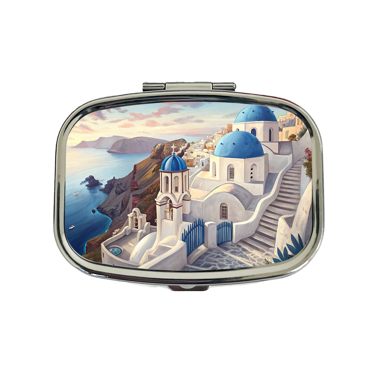 Blue Domes Of Oia Santorini Greece Aegean Sea Travel Pill Box Case