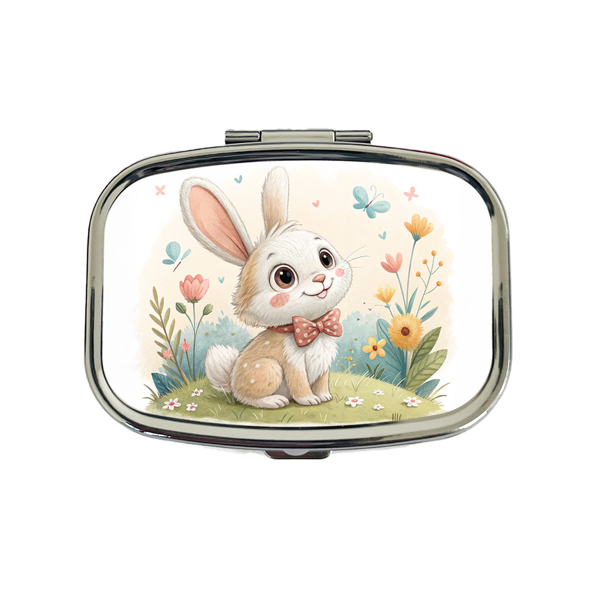 Bunny Rabbit Children's Illustration Style Travel Pill Box Case