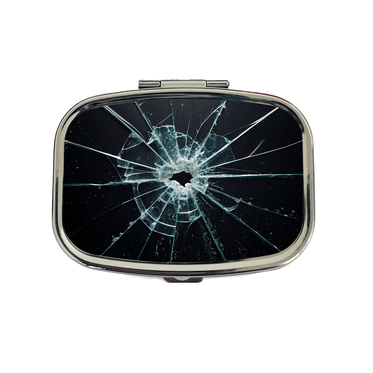 Close-Up Of Broken Pane Of Glass Travel Pill Box Case