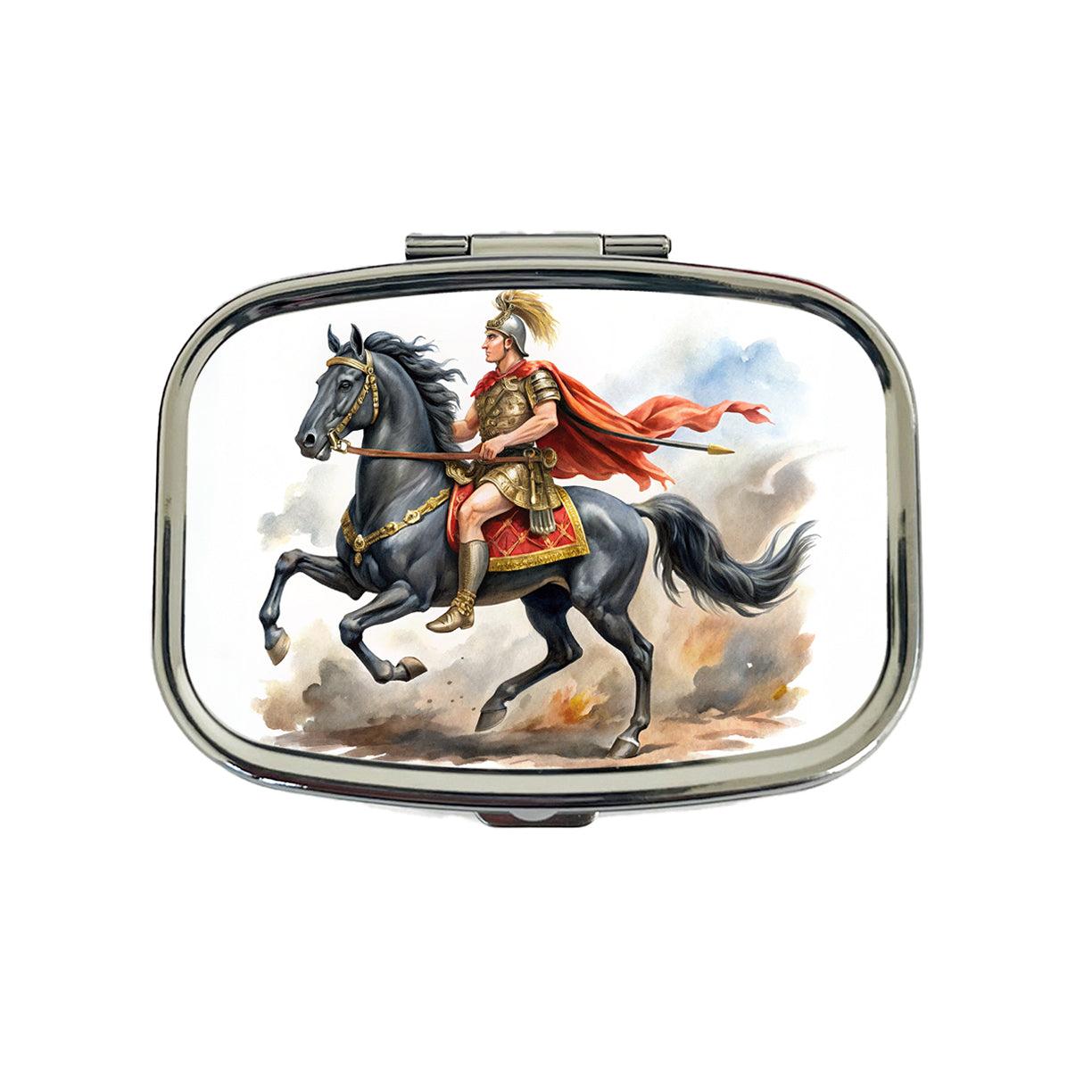 Historical Alexander The Great On His Horse Bucephalus Watercolor Travel Pill Box Case