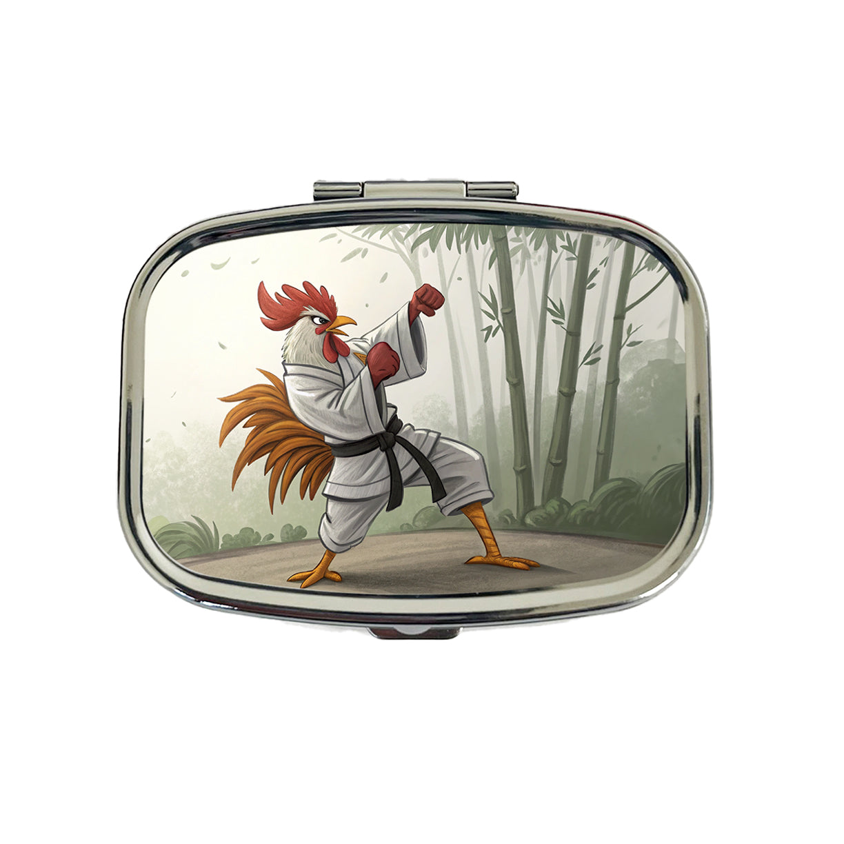 Kung Fu Karate Martial Arts Rooster Travel Pill Box Case