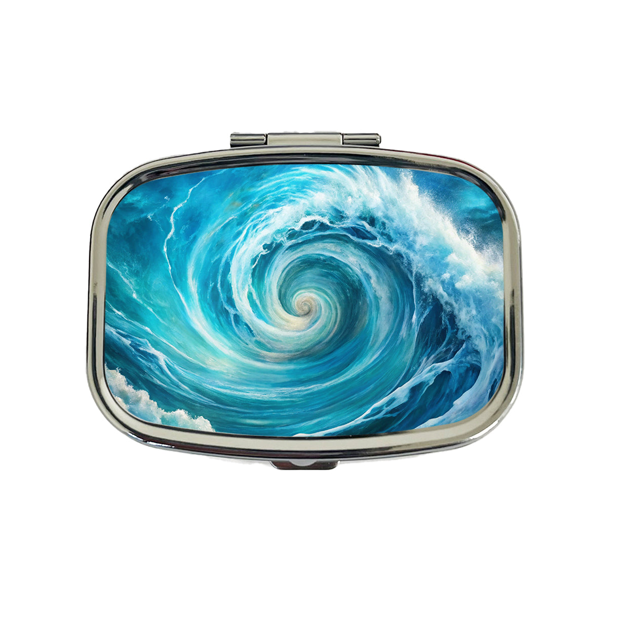 Ocean Spiral Whirlpool Watercolor Travel Pill Box Case