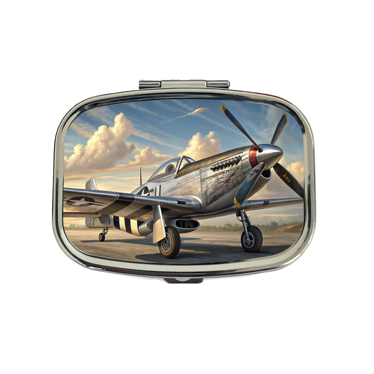 P-51 Mustang WWII US Fighter Plane Travel Pill Box Case