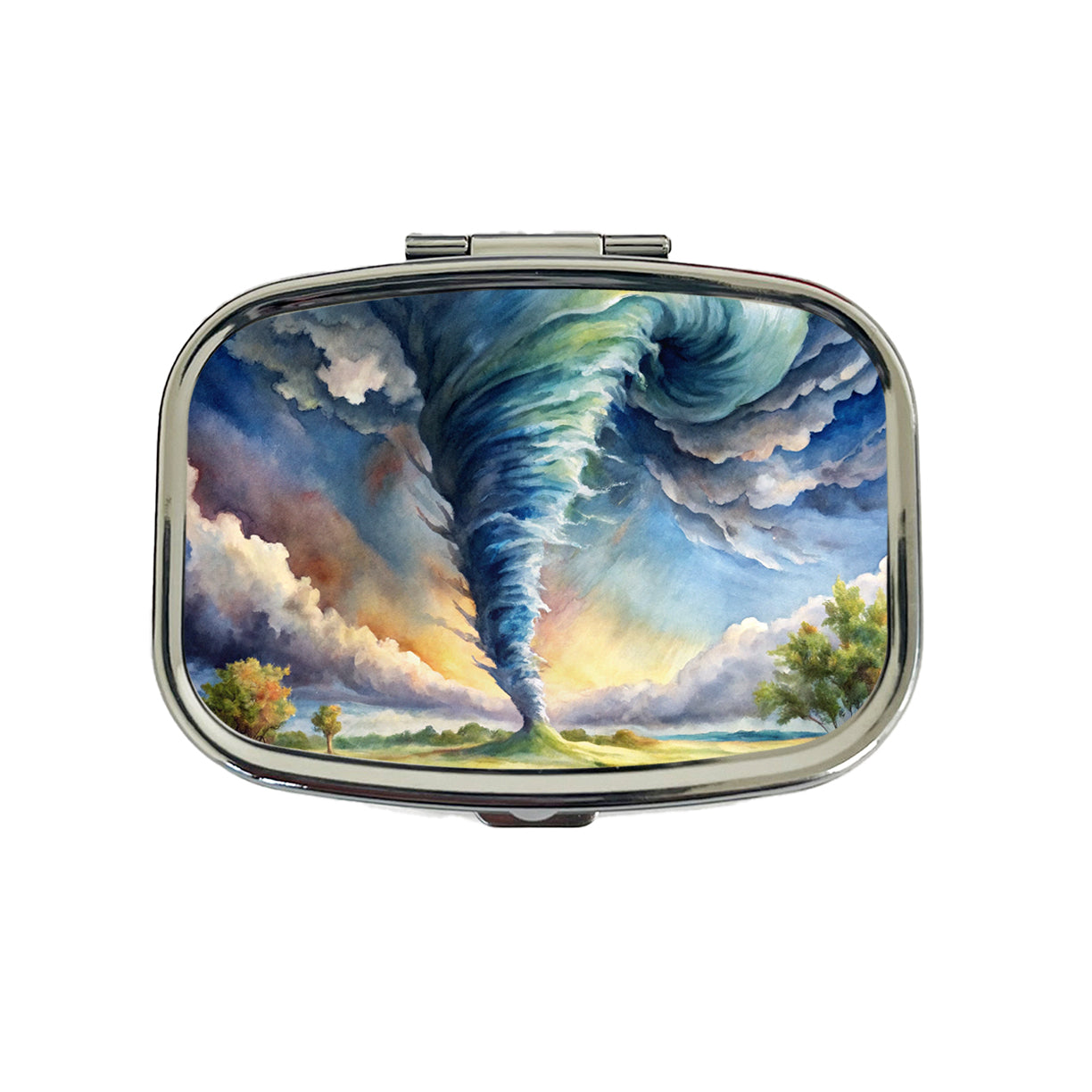 Tornado Twister Watercolor Travel Pill Box Case