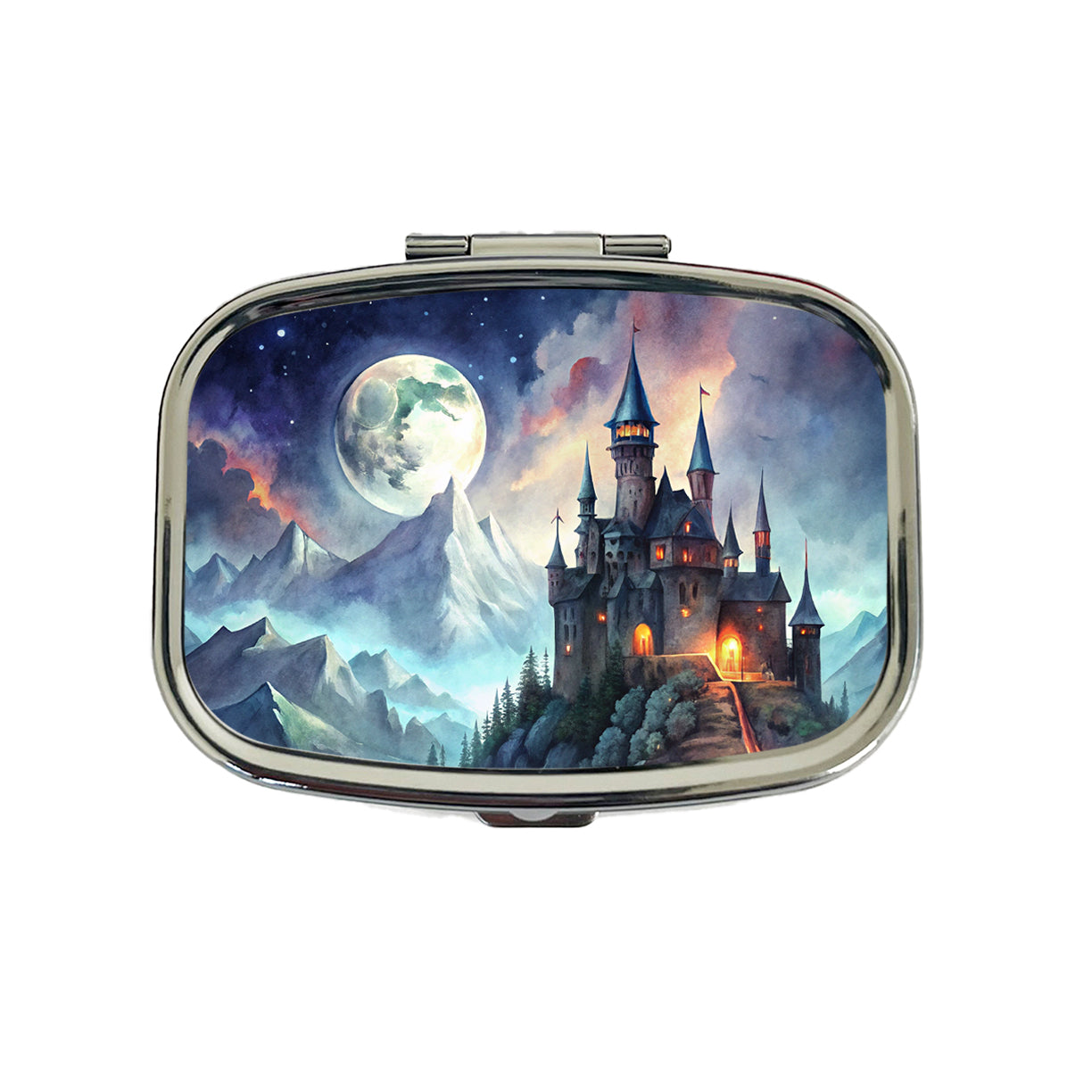Vampire Castle On Mountain Top Under A Full Moon Travel Pill Box Case
