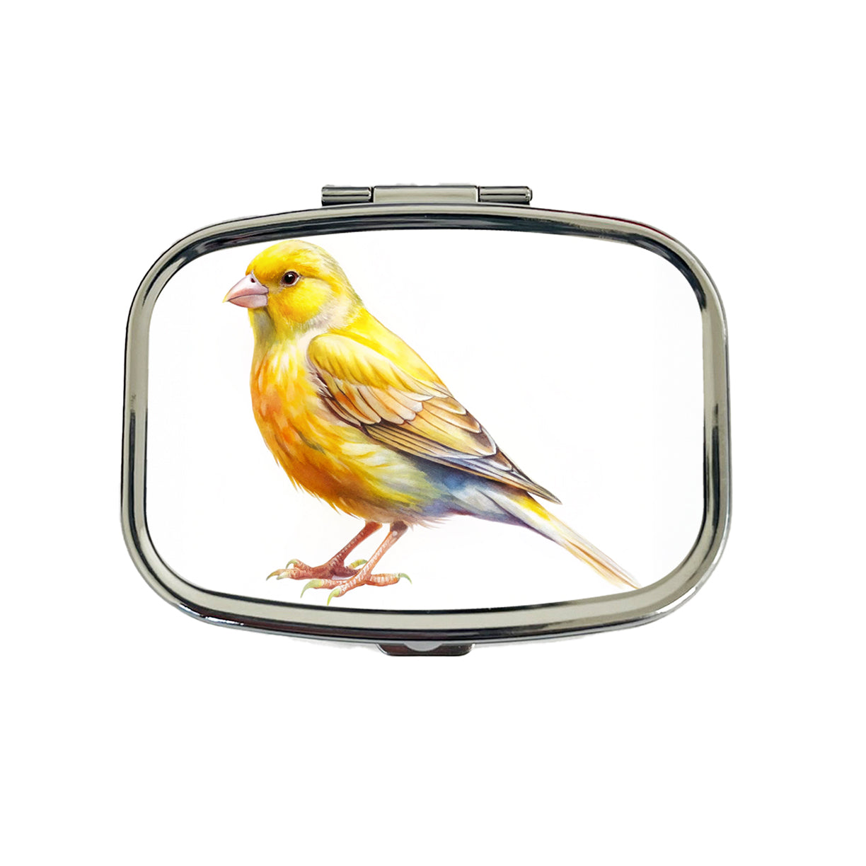 Yellow Canary Bird Watercolor Travel Pill Box Case