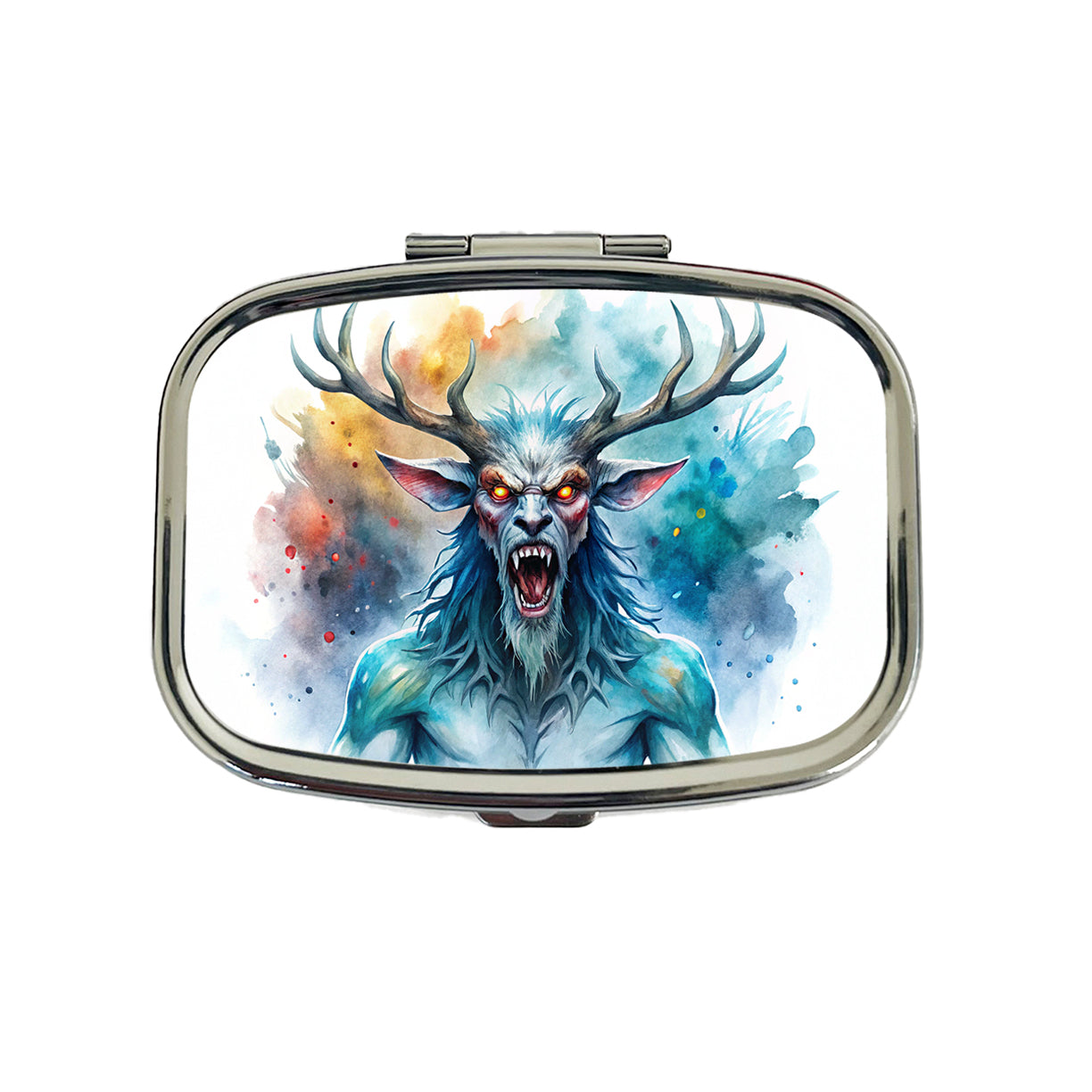 Angry Wendigo Algonquian Folklore Monster Watercolor Travel Pill Box Case