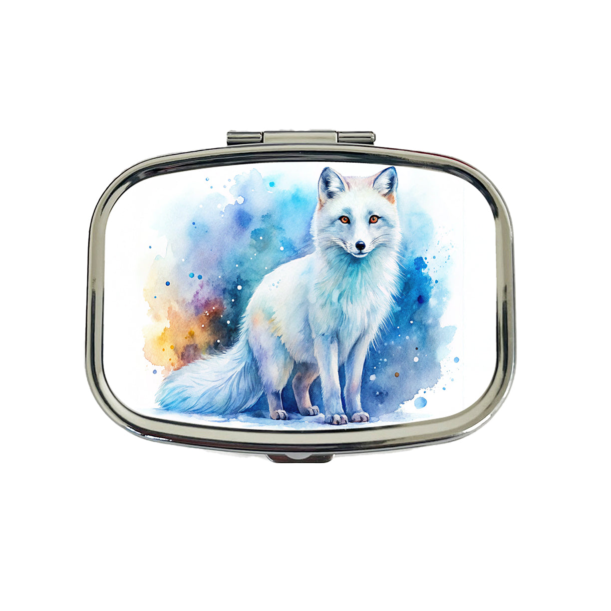 Arctic Fox Watercolor Travel Pill Box Case
