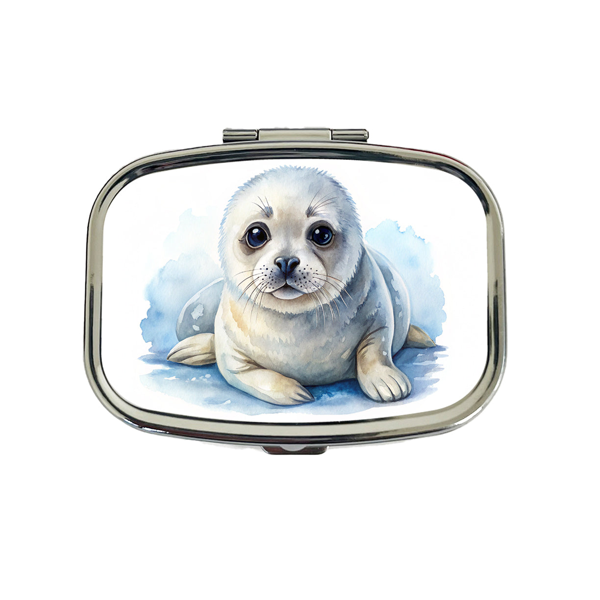 Baby Harp Seal Watercolor Travel Pill Box Case