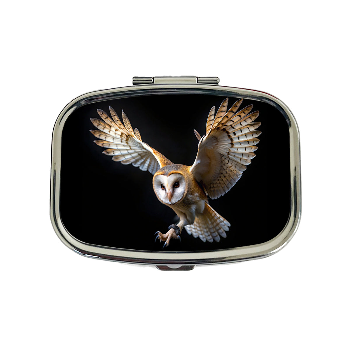 Barn Owl Flying Raptor Bird Of Prey Travel Pill Box Case