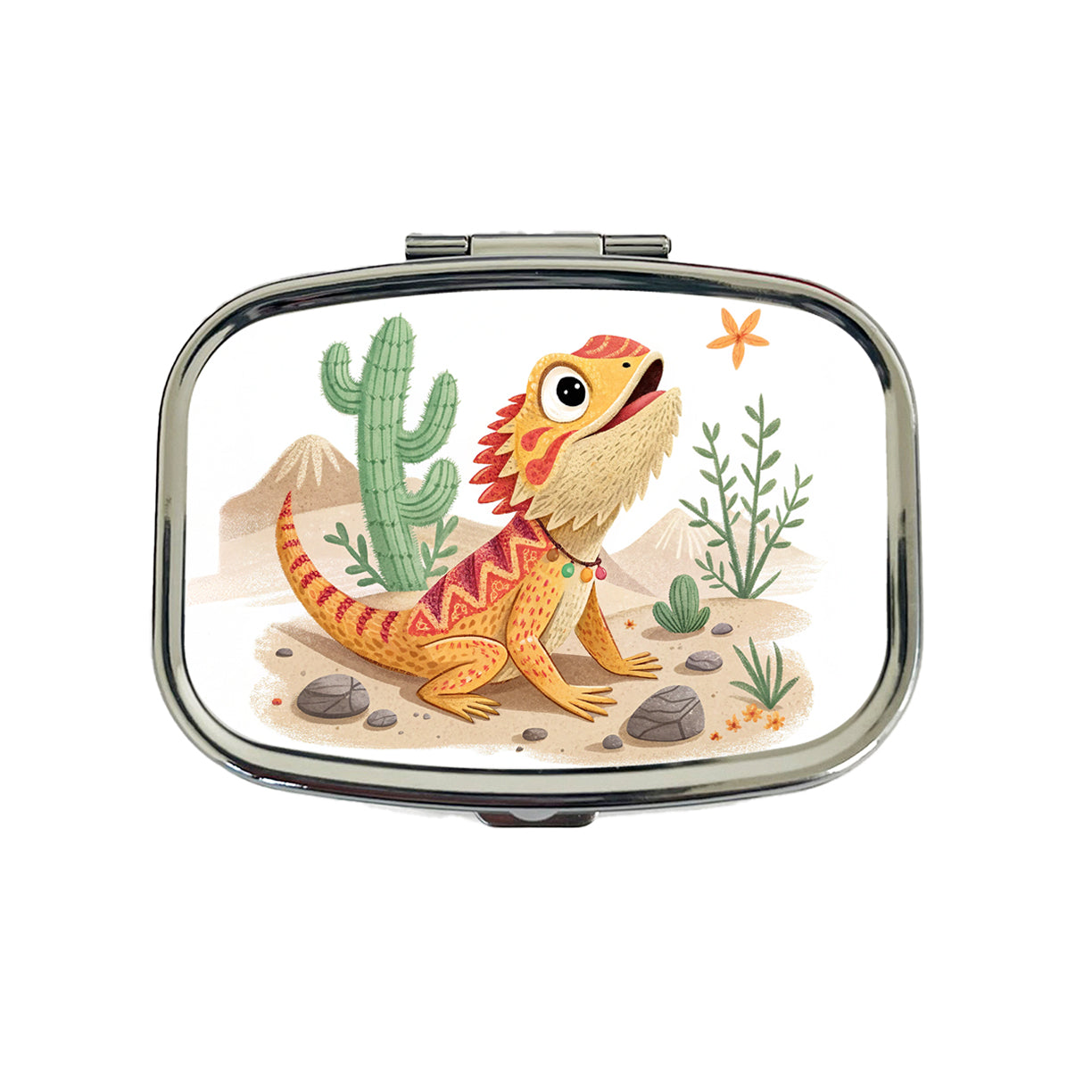 Bearded Dragon Children's Illustration Style Travel Pill Box Case