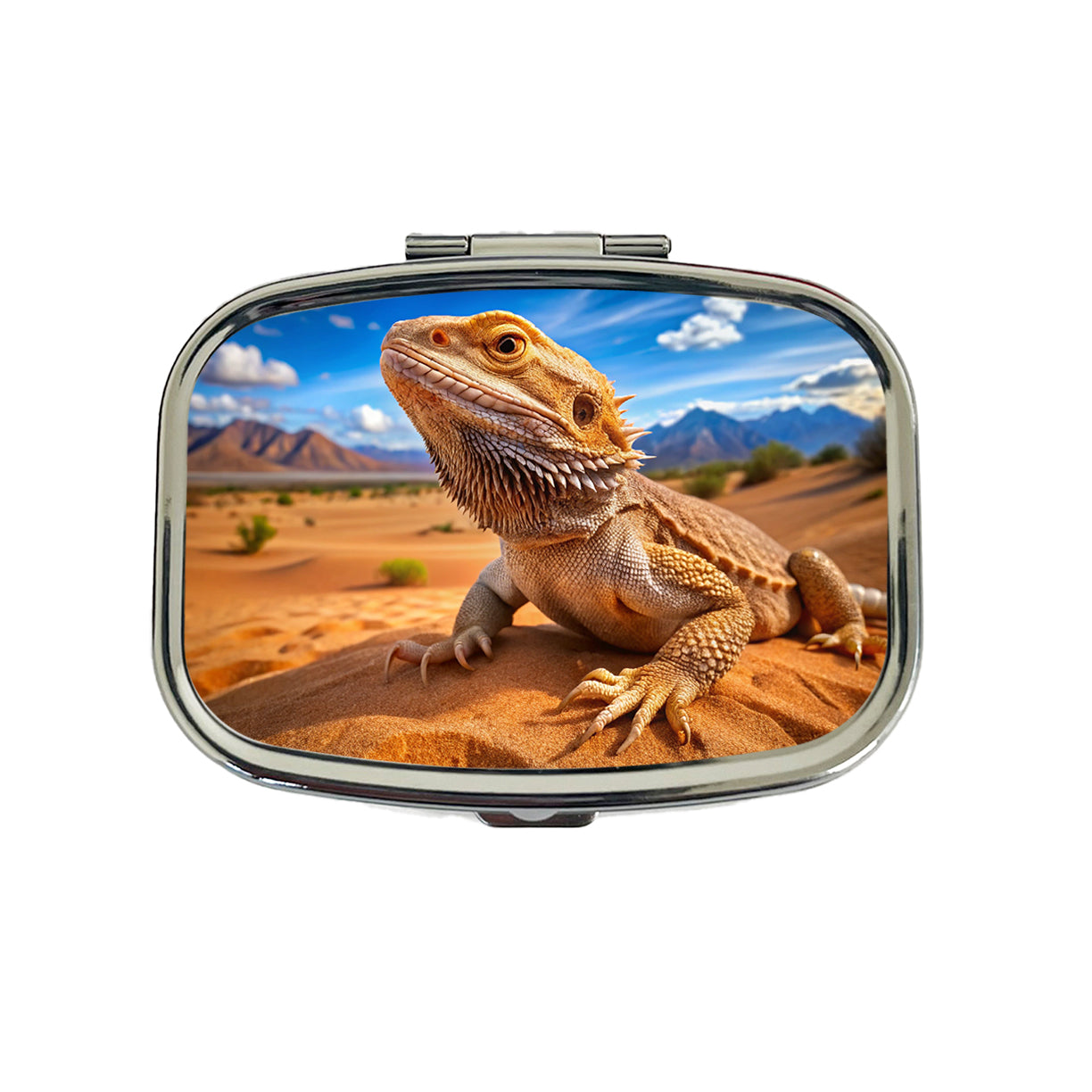 Bearded Dragon Lizard Reptile in the Desert Travel Pill Box Case