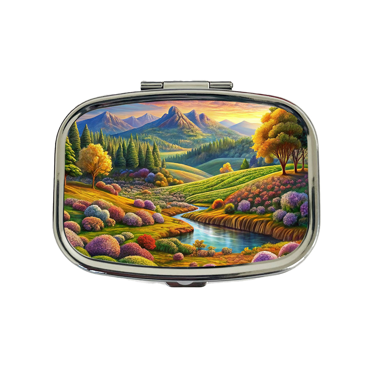 Beautiful Colorful Pastel Landscape Travel Pill Box Case