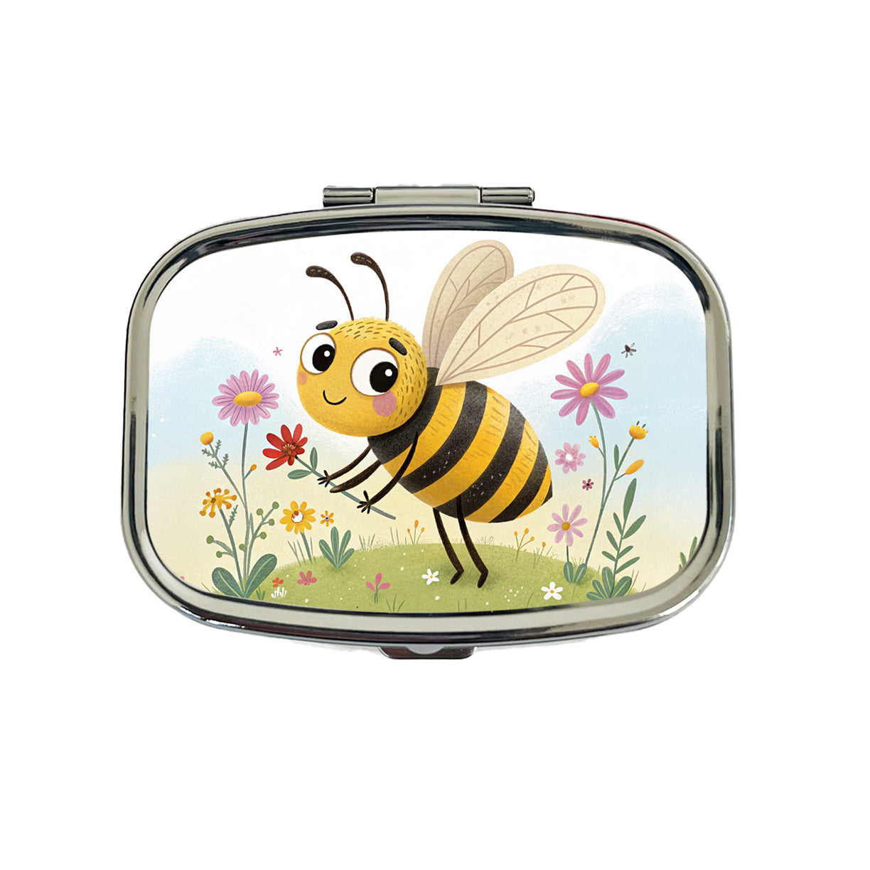 Bee Children's Illustration Style Travel Pill Box Case