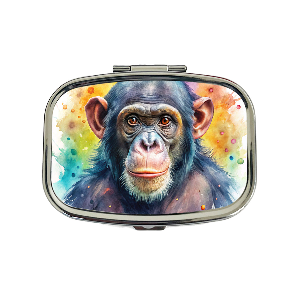 Chimpanzee Monkey Watercolor Travel Pill Box Case