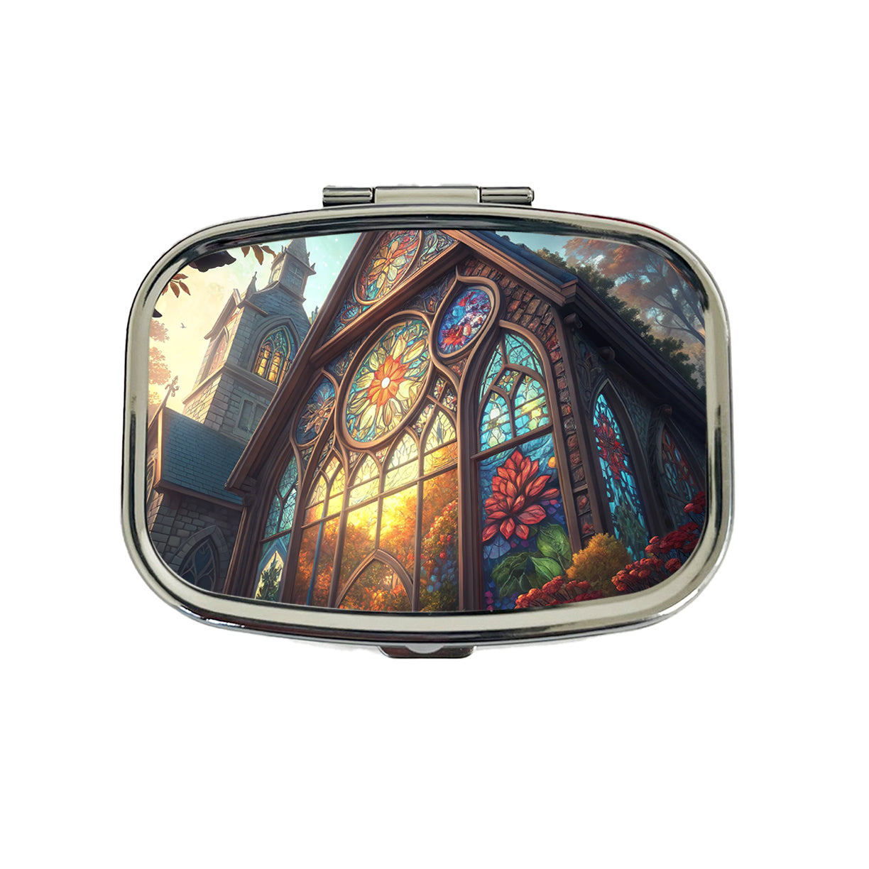 Church Stained Glass Windows Travel Pill Box Case