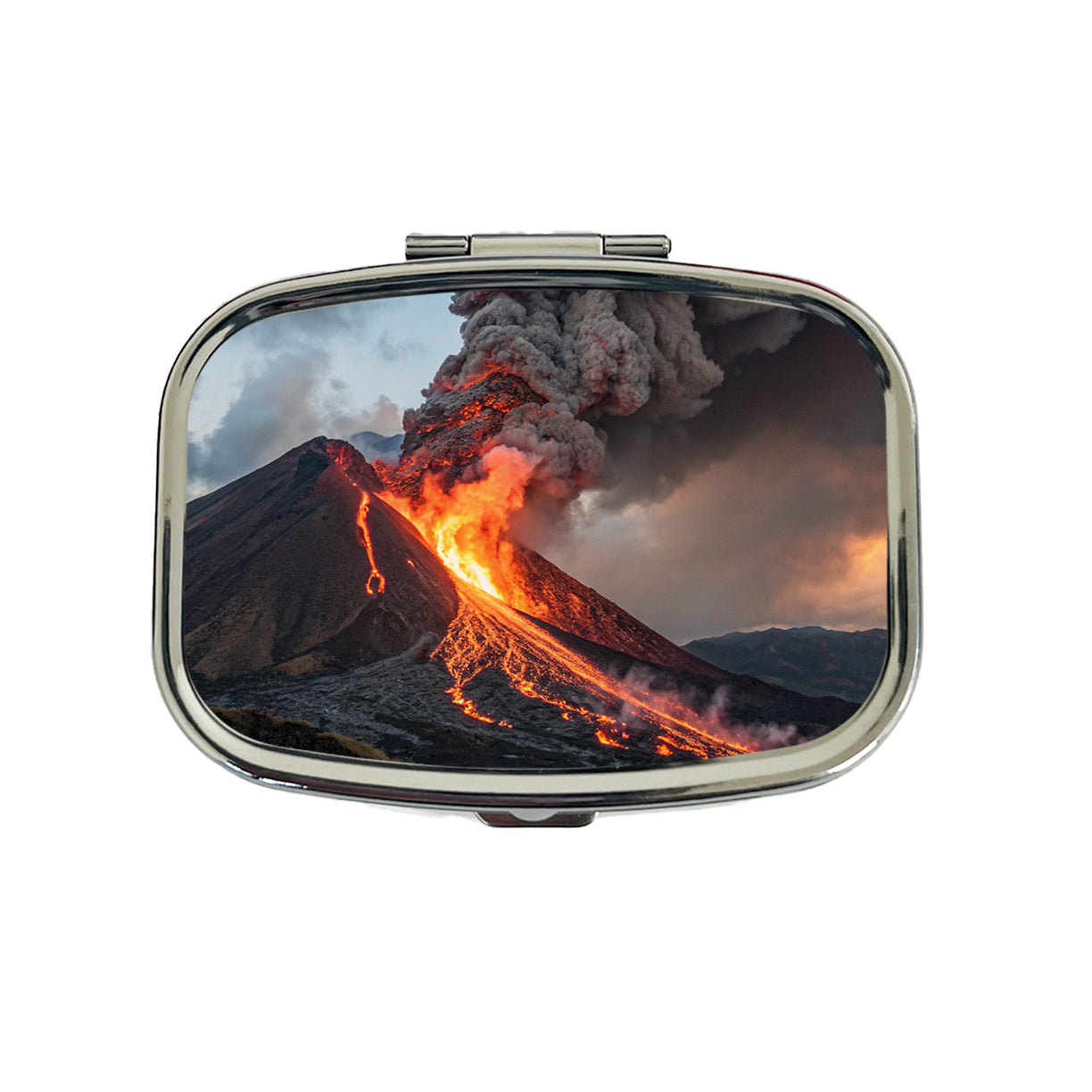 Erupting Volcano with Lava Trails Travel Pill Box Case