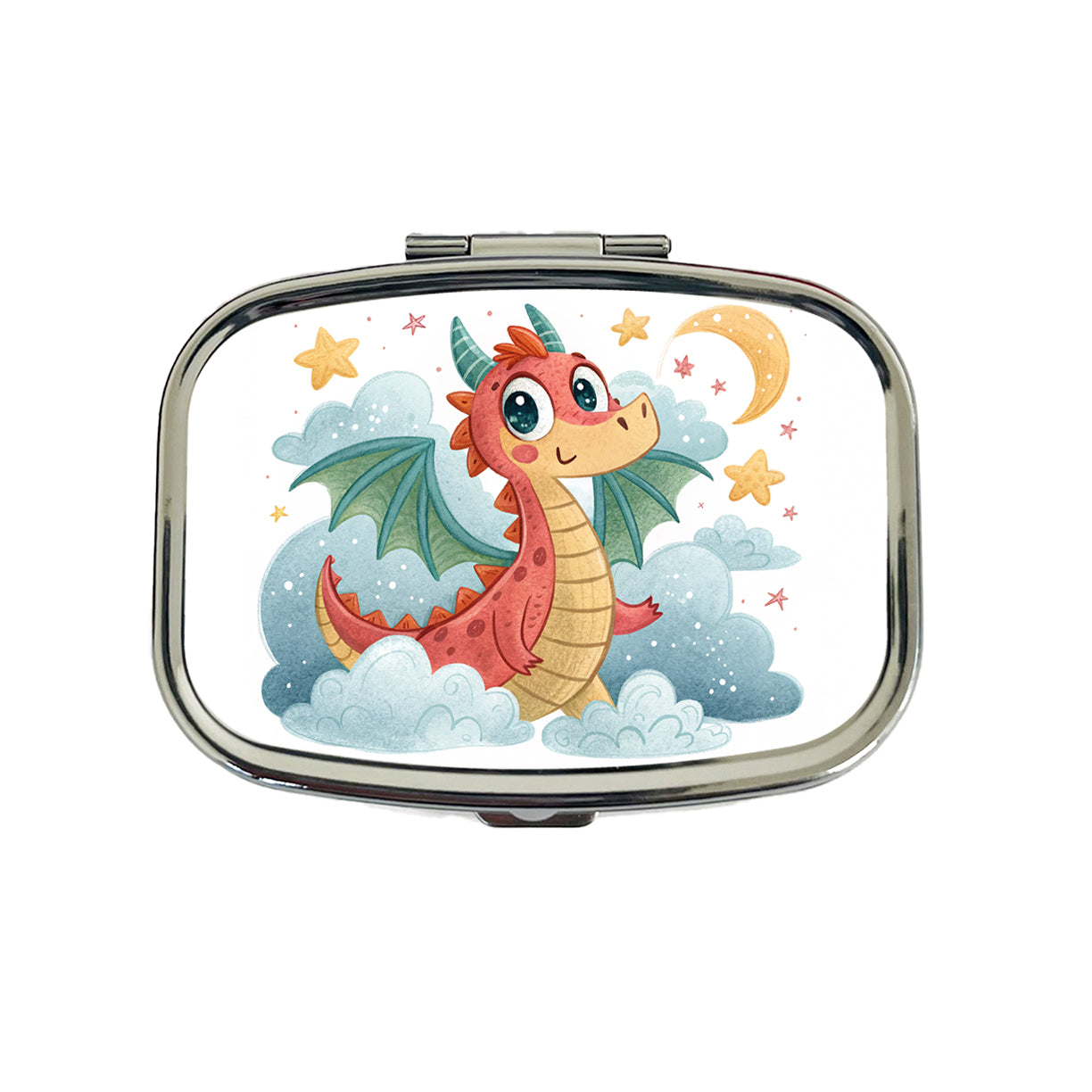 Fantasy Dragon Children's Illustration Style Travel Pill Box Case